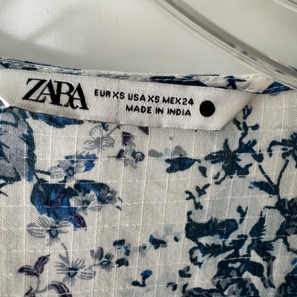 ZARA Boho Floral Print Ruffle Maxi Dress White & Blue Blogger Favorite XS - Picture 6 of 12